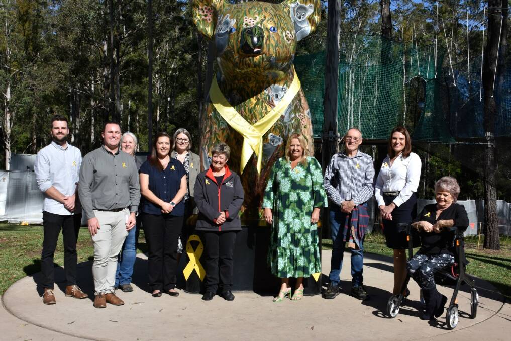 PMHC staff with Koala Conservation Australia Chairperson Sue Ashton, mayor Peta Pinson and community members launch local initiative for National Road Safety Week. Picture by Ruby Pascoe