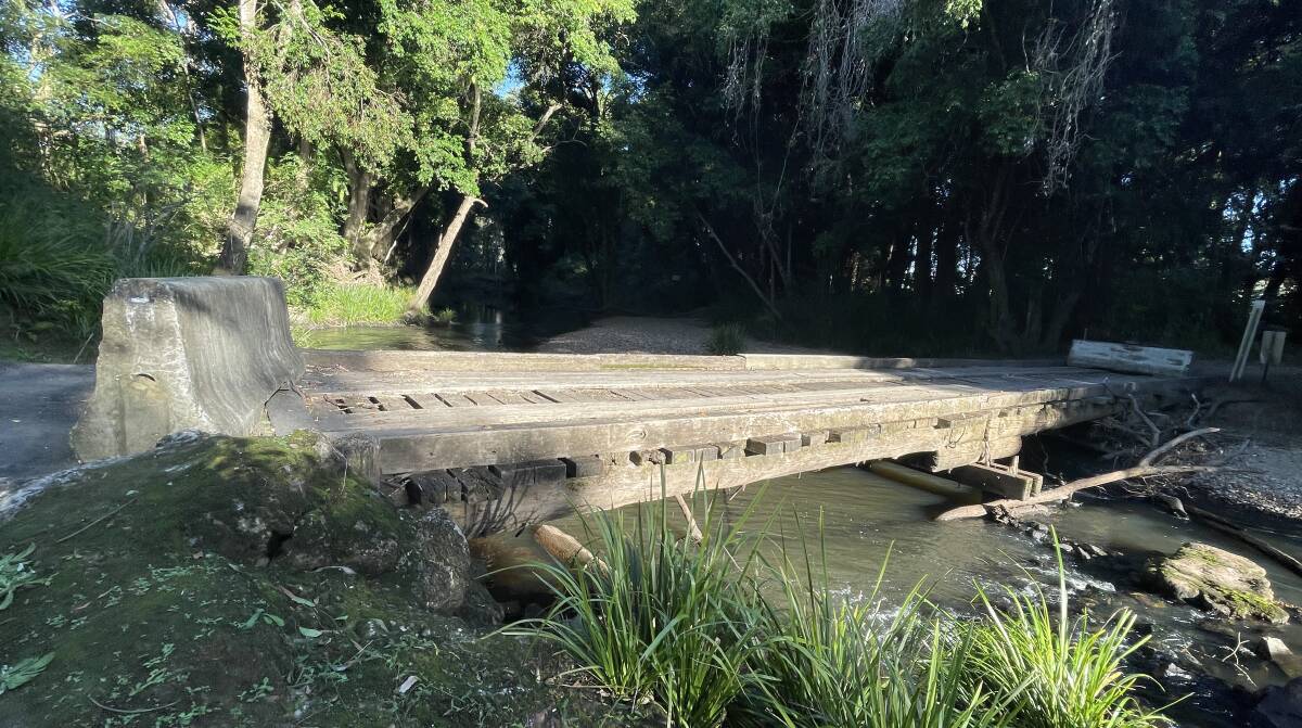 The timber bridge at Logans Crossing will be replaced with a concrete structure. Picture by Lisa Tisdell