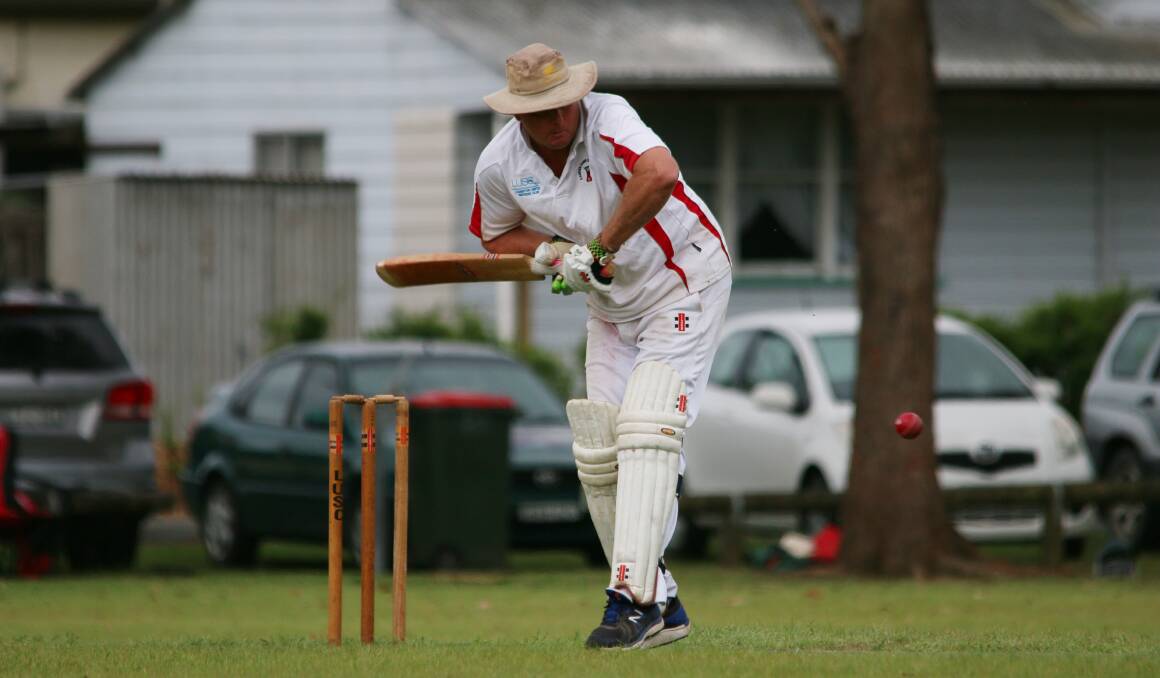 ON HIS TOES: Colin Harris, the captain, lead by example at the crease in the third grade match at Kendall against Bonny Hills. PHOTO: Pat Kerr.